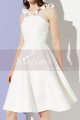 Womens Short White New Fashion Dress Satin With Cute V Neck - Ref C2044 - 06