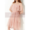 Bi-Material Trendy Pink Beautiful Cocktail Dress For Wedding - Ref C2045 - 03