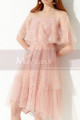 Robe De Cocktail Chic Et Glamour Rose Jupe Courte Bi-Matière - Ref C2045 - 03