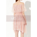 Bi-Material Trendy Pink Beautiful Cocktail Dress For Wedding - Ref C2045 - 05