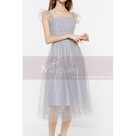 Silver Fashion Wedding Guest Outfits Tulle And Rhinestones