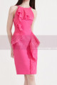 Classy Fuchsia Pink Affordable Short Sheath Dress With Ruffle - Ref C2047 - 02