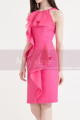 Classy Fuchsia Pink Affordable Short Sheath Dress With Ruffle - Ref C2047 - 03