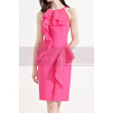Classy Fuchsia Pink Affordable Short Sheath Dress With Ruffle - Ref C2047 - 06