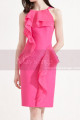 Classy Fuchsia Pink Affordable Short Sheath Dress With Ruffle - Ref C2047 - 06