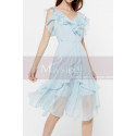Light Blue Sky Short Cheap Summer Dress Chiffon With Ruffle - Ref C2049 - 03