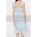 Light Blue Sky Short Cheap Summer Dress Chiffon With Ruffle - Ref C2049 - 04