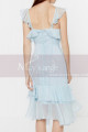 Light Blue Sky Short Cheap Summer Dress Chiffon With Ruffle - Ref C2049 - 04