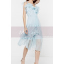 Light Blue Sky Short Cheap Summer Dress Chiffon With Ruffle - Ref C2049 - 05