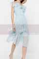 Light Blue Sky Short Cheap Summer Dress Chiffon With Ruffle - Ref C2049 - 05