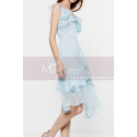 Light Blue Sky Short Cheap Summer Dress Chiffon With Ruffle - Ref C2049 - 06