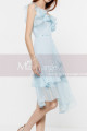 Light Blue Sky Short Cheap Summer Dress Chiffon With Ruffle - Ref C2049 - 06