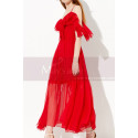 Pretty Ruffle And Straps Light Summer Long Red Dress Chiffon - Ref L2048 - 03