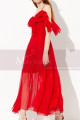 Pretty Ruffle And Straps Light Summer Long Red Dress Chiffon - Ref L2048 - 03