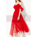 Pretty Ruffle And Straps Light Summer Long Red Dress Chiffon - Ref L2048 - 04