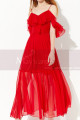 Pretty Ruffle And Straps Light Summer Long Red Dress Chiffon - Ref L2048 - 05