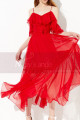 Pretty Ruffle And Straps Light Summer Long Red Dress Chiffon - Ref L2048 - 06