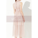 Pink Sleeveless Peter Pan Collar Prom Dress With Draped Belt - Ref L2050 - 02