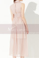 Pink Sleeveless Peter Pan Collar Prom Dress With Draped Belt - Ref L2050 - 02