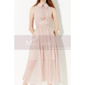Robe De Soirée Chic Et Glamour Rose Fluide Haut Col Claudine - Ref L2050 - 04