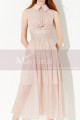 Pink Sleeveless Peter Pan Collar Prom Dress With Draped Belt - Ref L2050 - 04