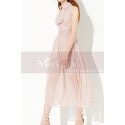 Robe De Soirée Chic Et Glamour Rose Fluide Haut Col Claudine - Ref L2050 - 06