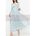 Chiffon Light Blue Long Bohemian Attire For Women With Sleeve - Ref L2051 - 04