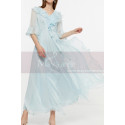 Chiffon Light Blue Long Bohemian Attire For Women With Sleeve - Ref L2051 - 05