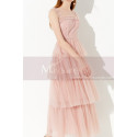 Long Pink Elegant Party Dress Lace Top And Tulle Ruffle Skirt - Ref L2049 - 02