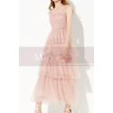 Long Pink Elegant Party Dress Lace Top And Tulle Ruffle Skirt - Ref L2049 - 03