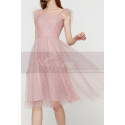 Robe Soirée Courte Chic Rose Jupe En Tulle Et Bustier Drapé - Ref C2025 - 02