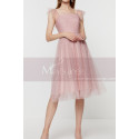 Stylish Pink Short Prom Dress Tulle Skirt And Thin Draped Top - Ref C2025 - 03