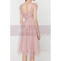 Robe Soirée Courte Chic Rose Jupe En Tulle Et Bustier Drapé - Ref C2025 - 04