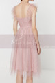 Stylish Pink Short Prom Dress Tulle Skirt And Thin Draped Top - Ref C2025 - 04