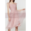 Robe Soirée Courte Chic Rose Jupe En Tulle Et Bustier Drapé - Ref C2025 - 05