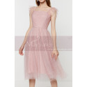 Robe Soirée Courte Chic Rose Jupe En Tulle Et Bustier Drapé - Ref C2025 - 06