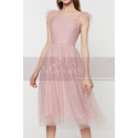 Stylish Pink Short Prom Dress Tulle Skirt And Thin Draped Top - Ref C2025 - 06