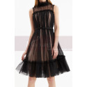 Robe Courte Gala Bicolore En Tulle Sans Manche Avec Ceinture - Ref C2048 - 02