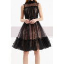 Sleeveless Tulle Short Black Reception Dress With Nude Lined - Ref C2048 - 03