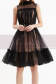 Robe Courte Gala Bicolore En Tulle Sans Manche Avec Ceinture - Ref C2048 - 03