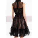 Sleeveless Tulle Short Black Reception Dress With Nude Lined - Ref C2048 - 04