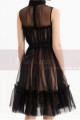 Sleeveless Tulle Short Black Reception Dress With Nude Lined - Ref C2048 - 04