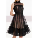 Robe Courte Gala Bicolore En Tulle Sans Manche Avec Ceinture - Ref C2048 - 05