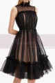 Robe Courte Gala Bicolore En Tulle Sans Manche Avec Ceinture - Ref C2048 - 05