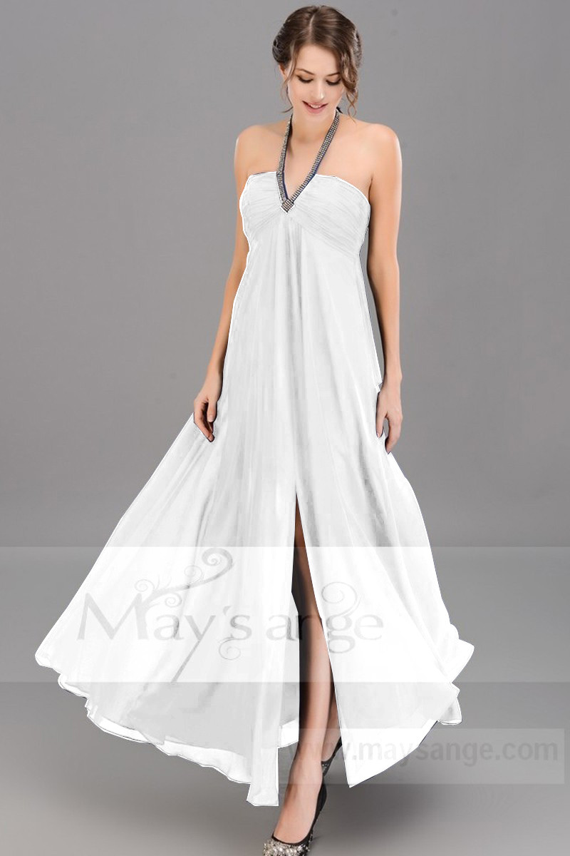 Minimalist Wedding Dress With Eye Catching glitter Neck Strap - Ref M1320 - 01