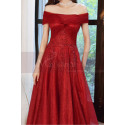 Belle Robe De Cocktail Rouge Longue Classe A Bustier Croisé - Ref L2043 - 02