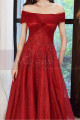 Beautiful Red Formal Evening Gowns Crossover Strapless Style - Ref L2043 - 02