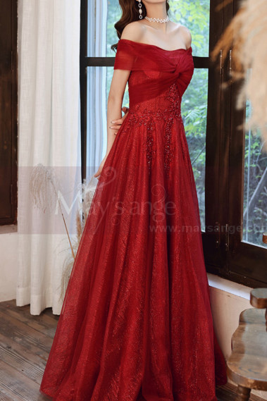 Beautiful Red Formal Evening Gowns Crossover Strapless Style - L2043 #1