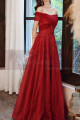 Beautiful Red Formal Evening Gowns Crossover Strapless Style - Ref L2043 - 05