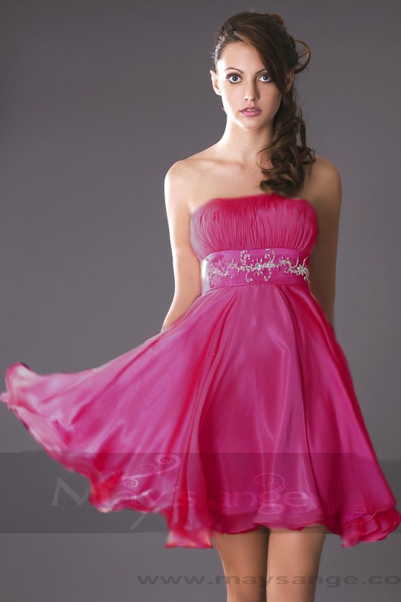 NaXY Womens Hot Pink Strapless Satin Homecoming Dress Short 